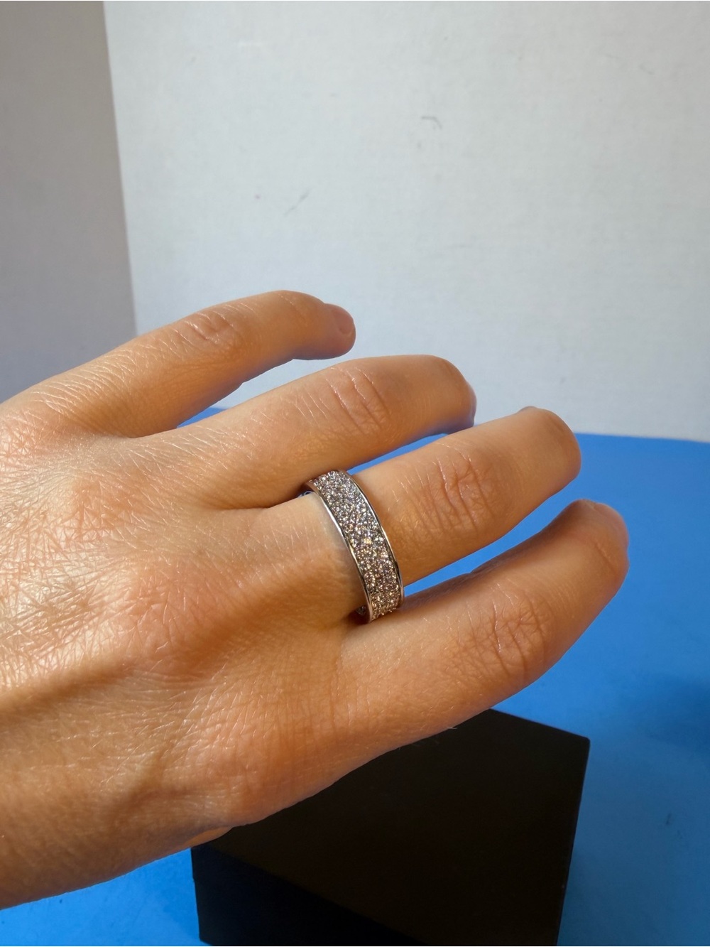 Sterling Silver Pavé Crystal Band Ring - Silver